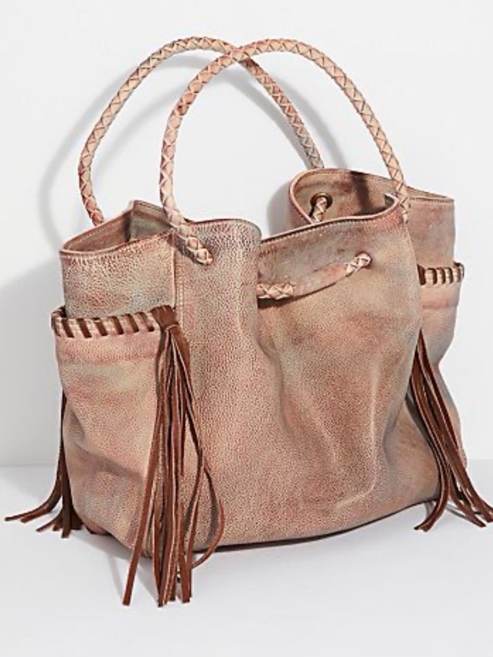 Distressed Sedona Leather Bag FREE PEOPLE